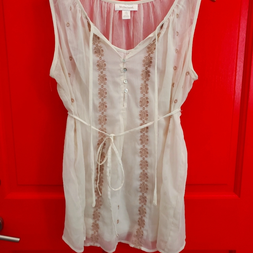 Motherhood Maternity Tunic -Sz L Sheer Cream